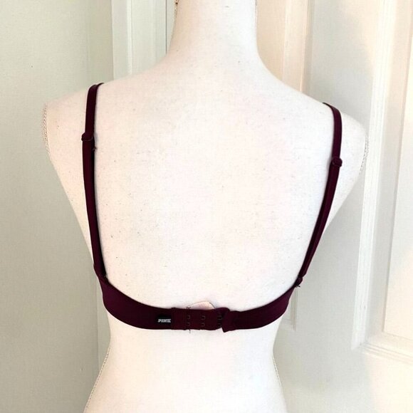 Victoria's Secret PINK Bra Padded Cups No Wire Maroon 34B - Picture 4 of 11